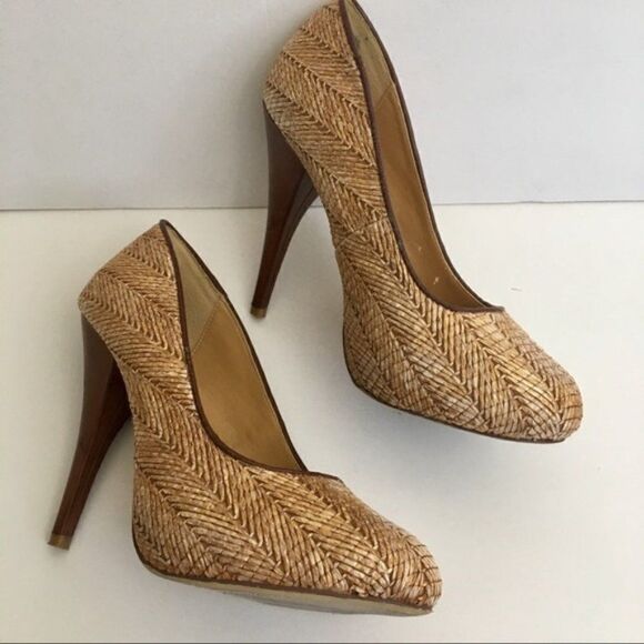 MIA Petra Boho Woven Bamboo High Heel Pumps Size 6.5/ 5 Inch Heel - Picture 1 of 7
